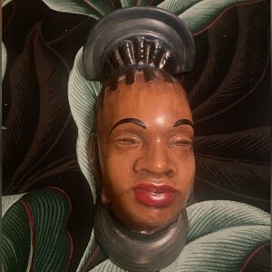 Enchanting Vintage African Princess Chalkware Wall Sculpture